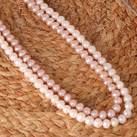Blush- Classic Natural Freshwater White and Rose Pink Pearl necklace