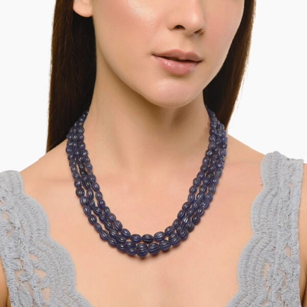 Liza- Dyed Blue Sapphire in melon Shape