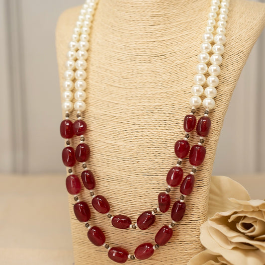 Filza- A harmonious blend of semi-precious ruby and lustrous pearls