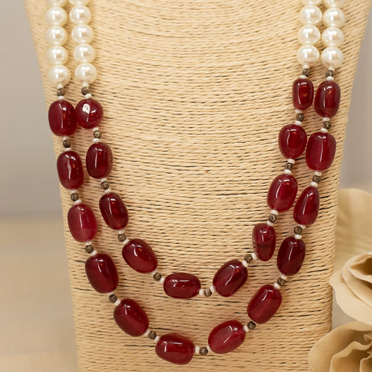 Filza- A harmonious blend of semi-precious ruby and lustrous pearls