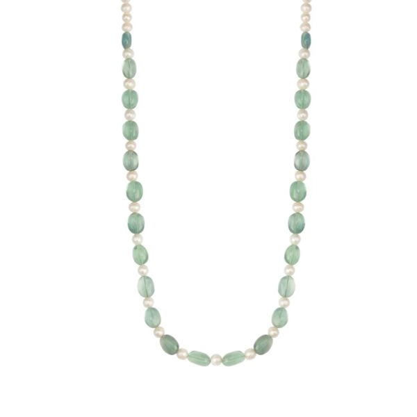 Safina-Carved Fluorite in combination of Freshwater Pearl necklace