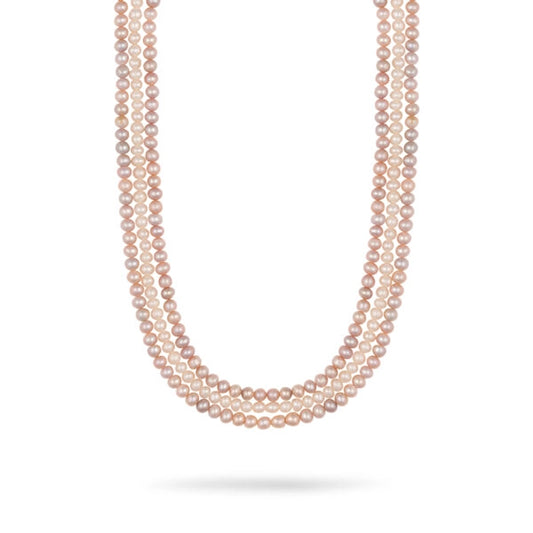 Reena- Classic Freshwater Pearl Necklace in Rose gold and white shade