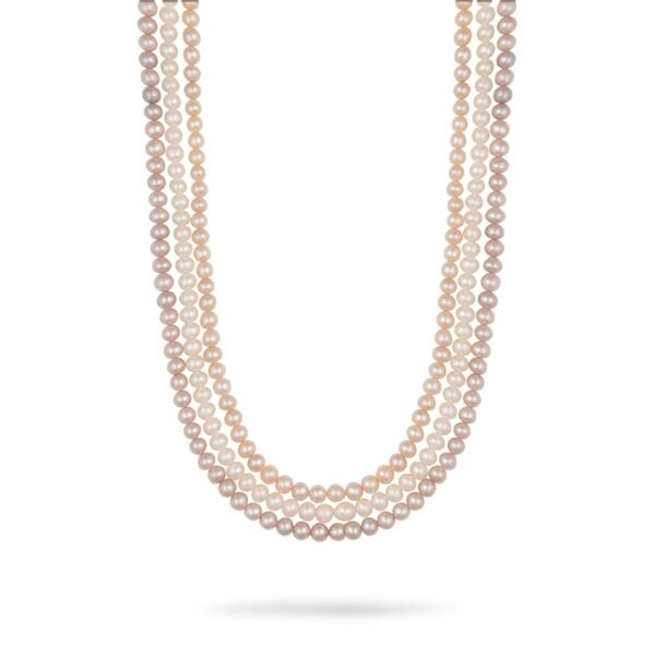 Meena- Classic Freshwater Pearl Necklace in Rose gold and white shade
