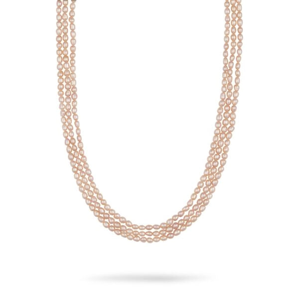 Sobia- 3 layers of Rose Pink Freshwater Pearls
