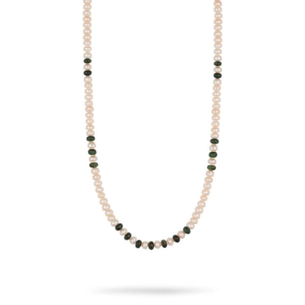 Reha- A timeless merger of Natural Emeralds with Freshwater Pearl necklace