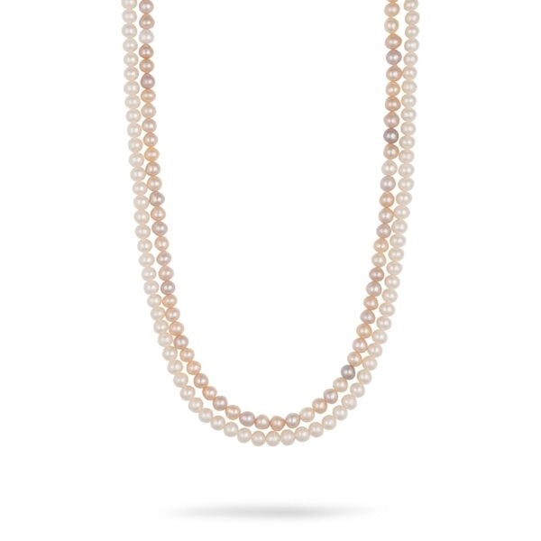 Sheena- Classic Natural freshwaterWhite and Rose Gold Pearl necklace
