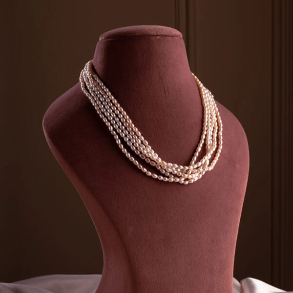 Ani- Freshwater Pearl Necklace in bunch of lustrous Rose Gold shade