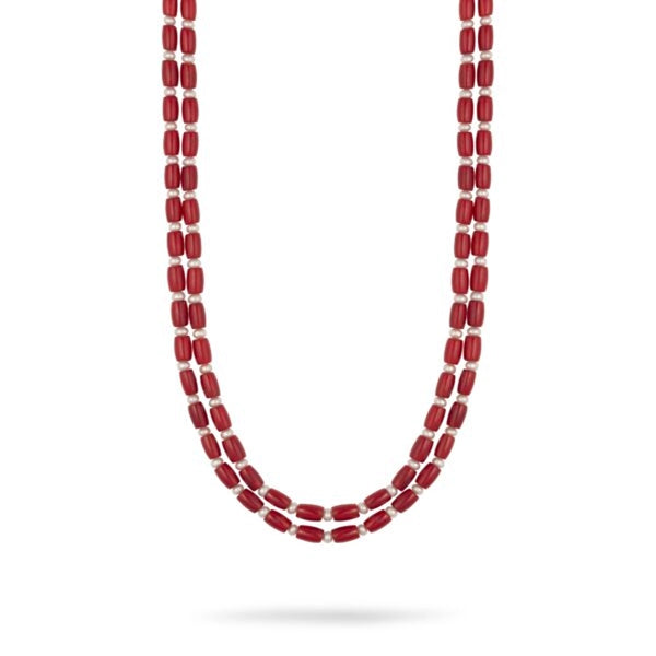 Izrah 2 layer- Pearls with real coral bilayer necklace