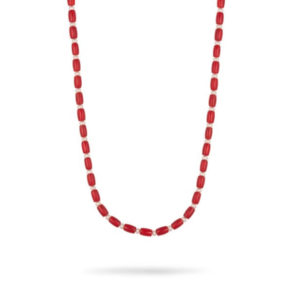 Izrah- Pearls with real coral single strand necklace