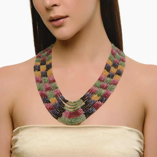 Natural Multi Sapphire faceted Necklace- 12 layers