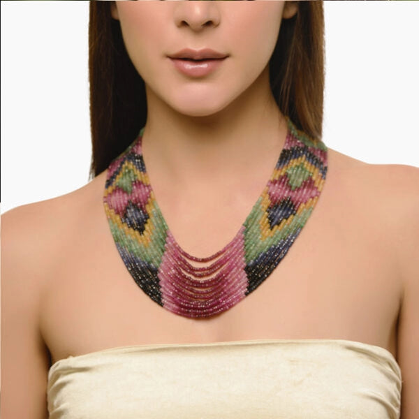 Natural Multisapphire Faceted Necklace
