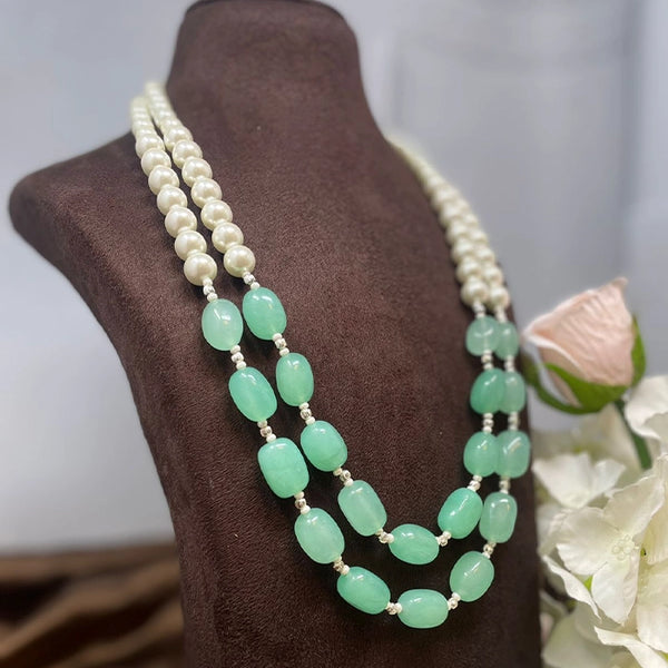 Saniyah- Cultured Pearls with a blend of Mint Green strawberry quartz