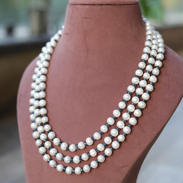 Amrin- Natural Blue Sapphires with Freshwater Pearls