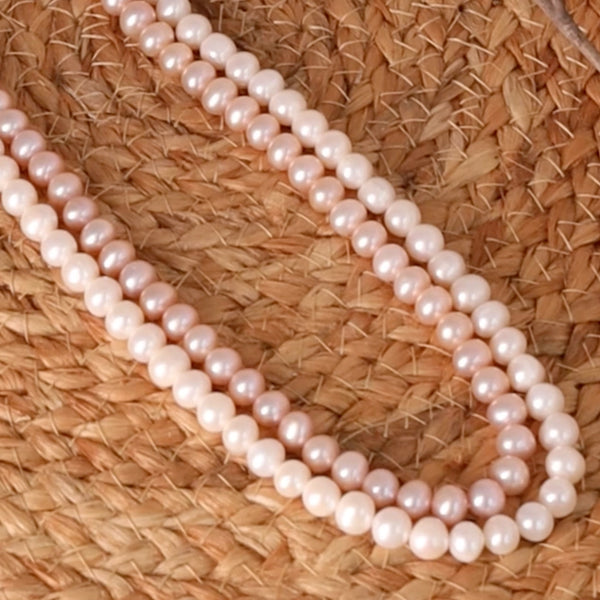 Blush- Classic Natural Freshwater White and Rose Pink Pearl necklace