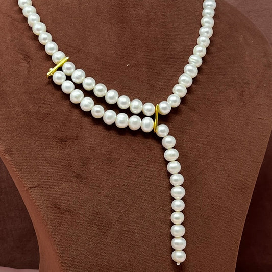 Oyster- A unique shape of Freshwater Pearl necklace with 925 silver patti in between