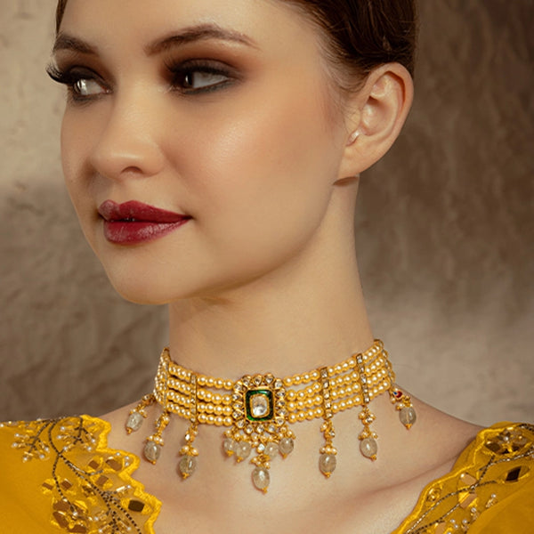 Ekani Polki Choker Patti Set