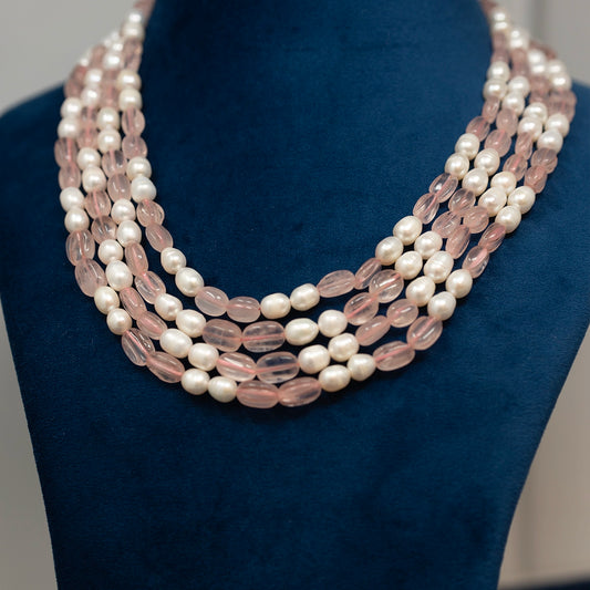 Eniyah- A perfect blend of Natural Pink Morganite and classic Freshwater Pearls