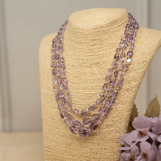 Iris- Natural graded Amethyst and Natural Freshwater Pearl necklace