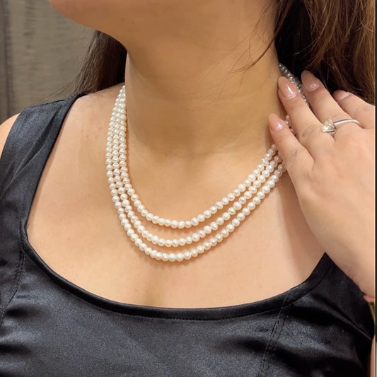 Kimaya- Divine 3 layer necklace of classic size of Freshwater Pearl