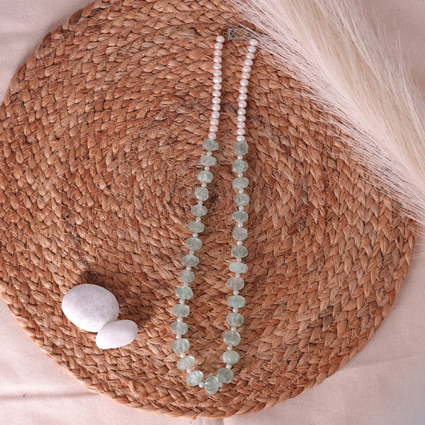 Mehreen- Single- Quartz beads with Freshwater Pearls necklace in single layer