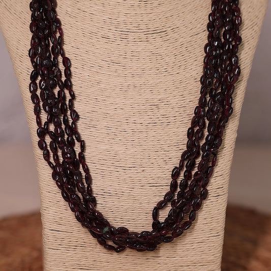 Mourima- Garnet layered necklace with Pearls