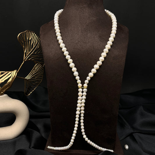 Narmeen- Soft and flexible Pearl necklace with 925 silver patti in the centre