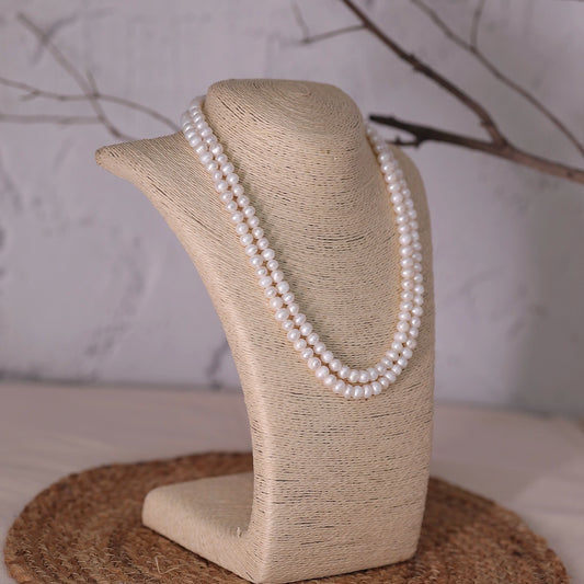 Neer- Classic Natural White Freshwater Double layer necklace