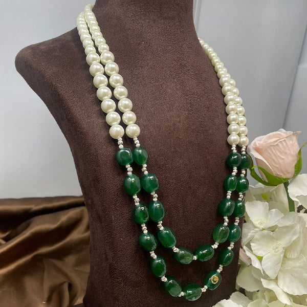 Palaksi- Cultured Pearls with a blend of Dark Green Onyx neckalce